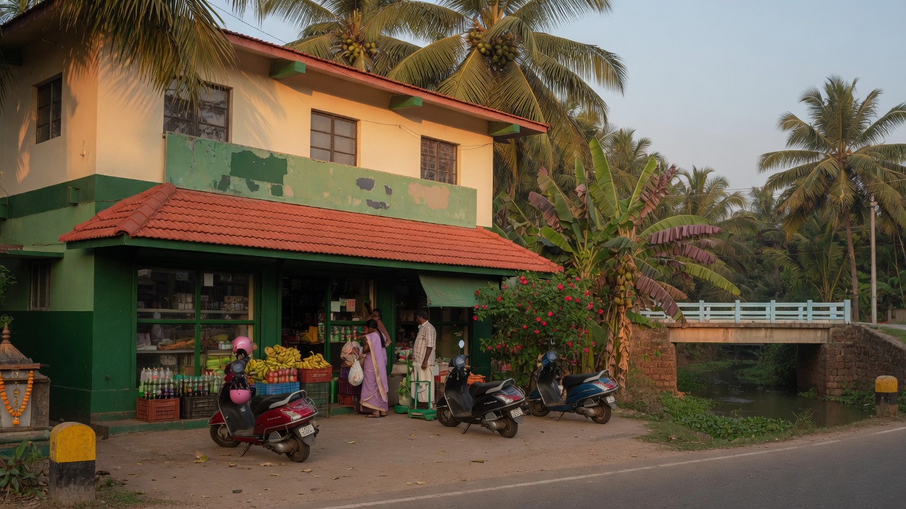The shop beside Kalathikkadavu Bridge at evening
