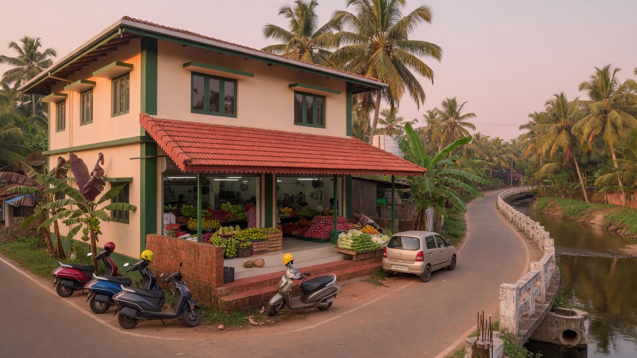 Homely Mart on the highway beside the water at Kalathikkadavu, Kottayam